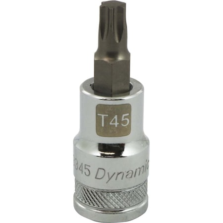 Dynamic Tools 1/2 Drive Torx Head, T45 Bit Regular Length, Chrome Socket D013345